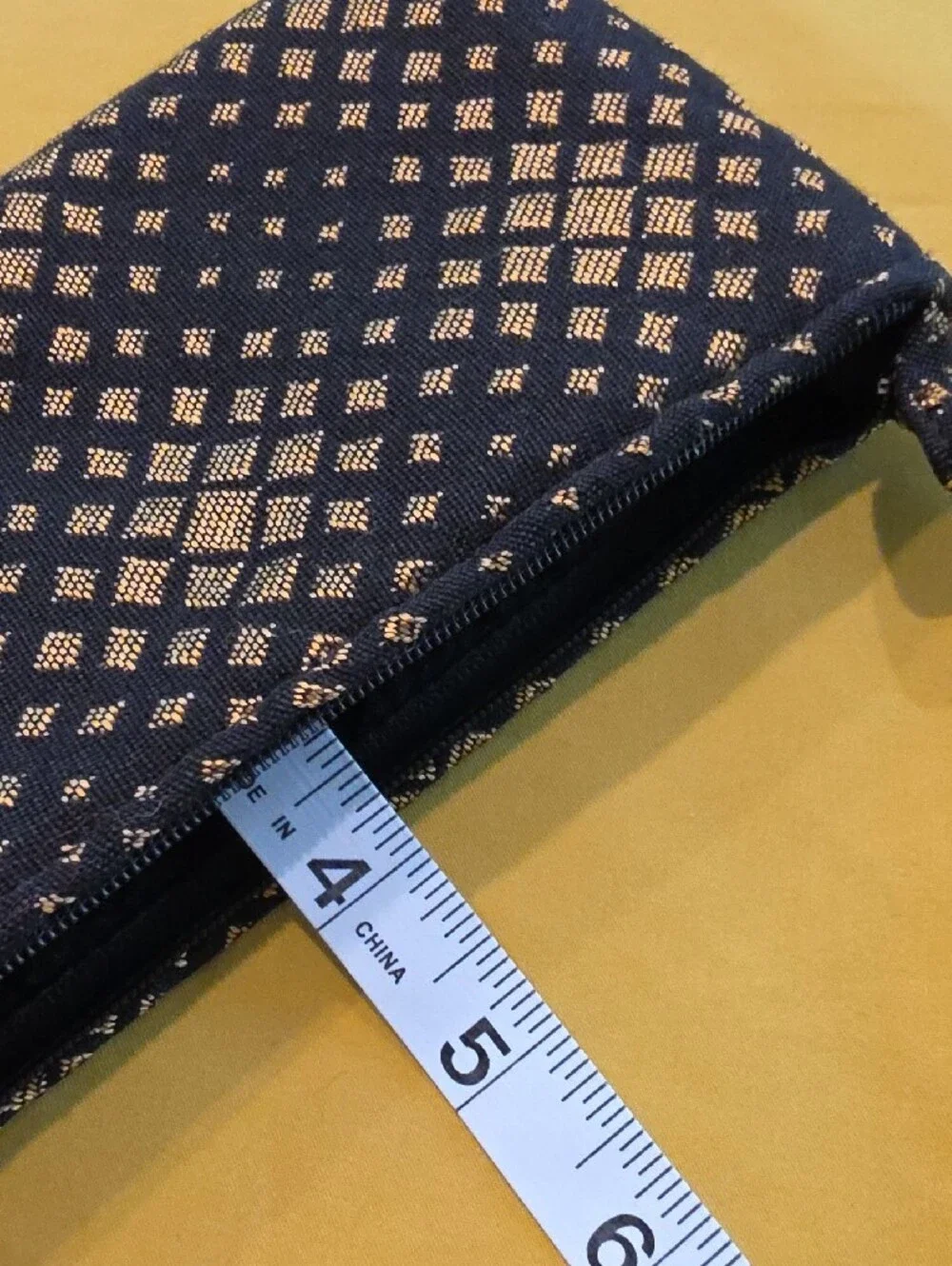 NWOT - 1154 Lill Studio Custom Unique Fabric Pouch Clutch Black Gold Geometric